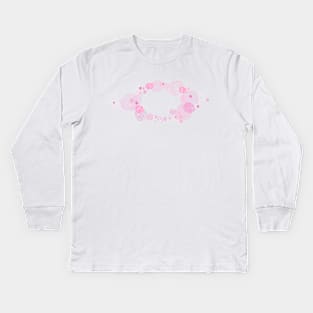 Pink hand drawn abstract roses, hearts, circle Kids Long Sleeve T-Shirt